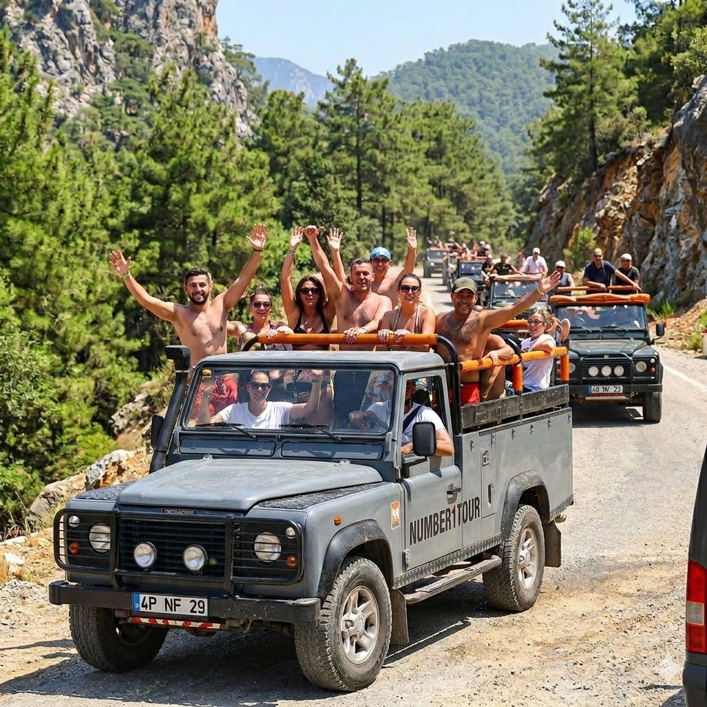 Jeep Safari  Green Canyon Boat Tour & Manavgat Waterfall – 3-in-1 Adventure Side / Alanya